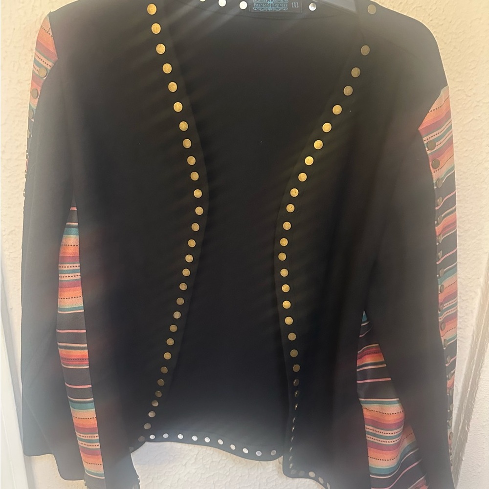 Black suede Jacket with Serepe Stripes and Gold